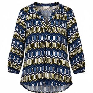 Crown and Ivy Geometric Pattern 3/4 Length Blouse